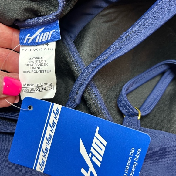 Hilor One Piece Swimsuits Front Twist Swimwear Shirred Tummy Control 14 NWT - Picture 5 of 10